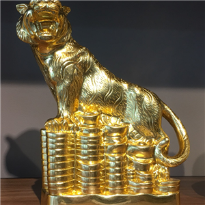 Tượng hổ bằng đồng thếp vàng 9999 cao 28cm độc đáo 2
